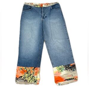 Agolde Rio Palm Tree Print Cuff Jeans Size 29 Y2K